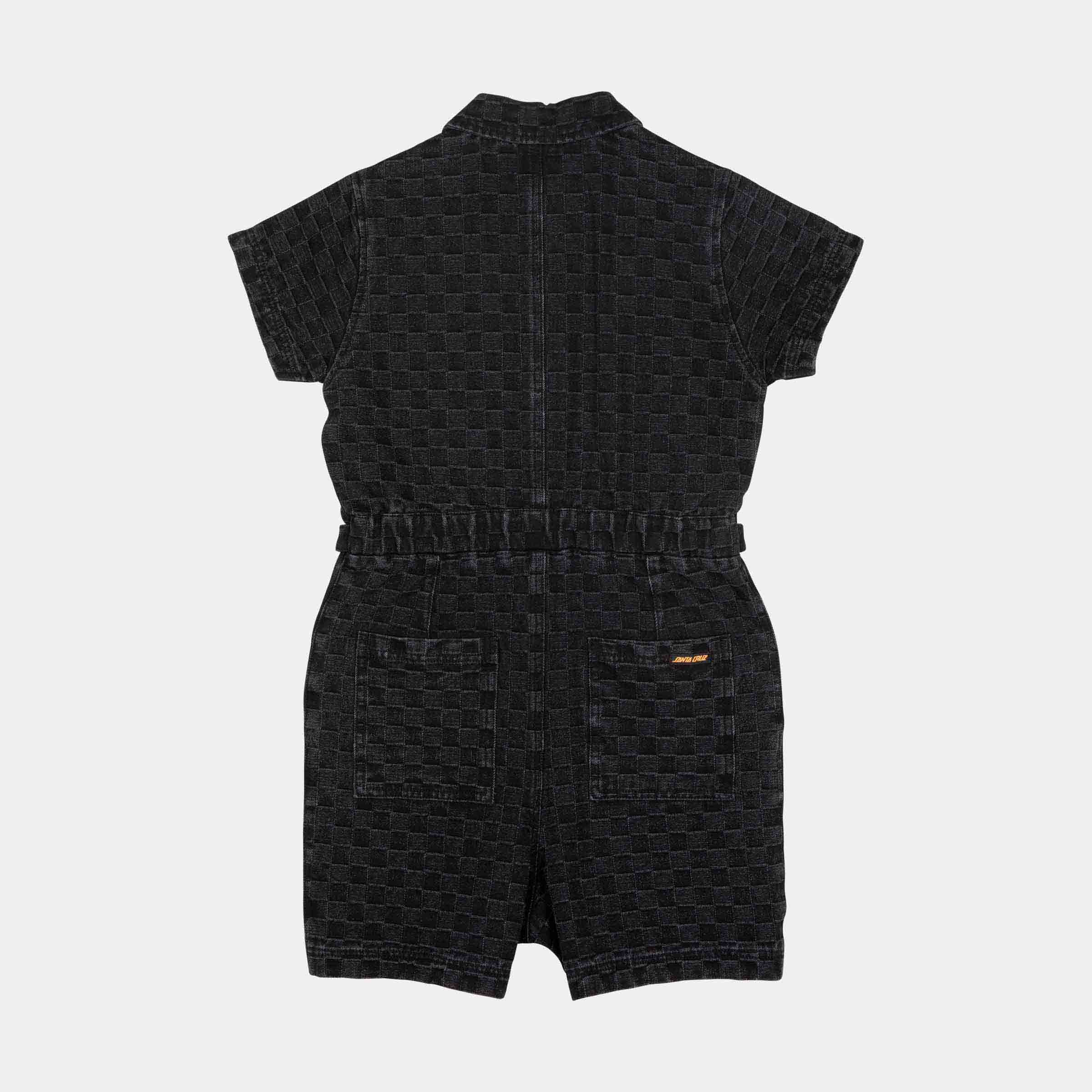 santa-cruz-skateboards-line-up-utility-playsuit-tuta-corta-in-denim-con-zip image 2