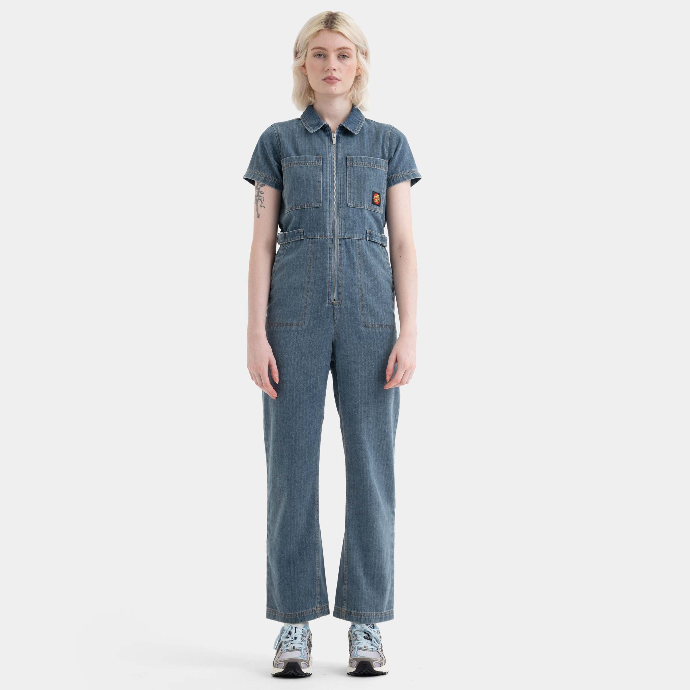 santa-cruz-skateboards-line-up-utility-jumpsuit-tuta-denim-donna-2 image 3