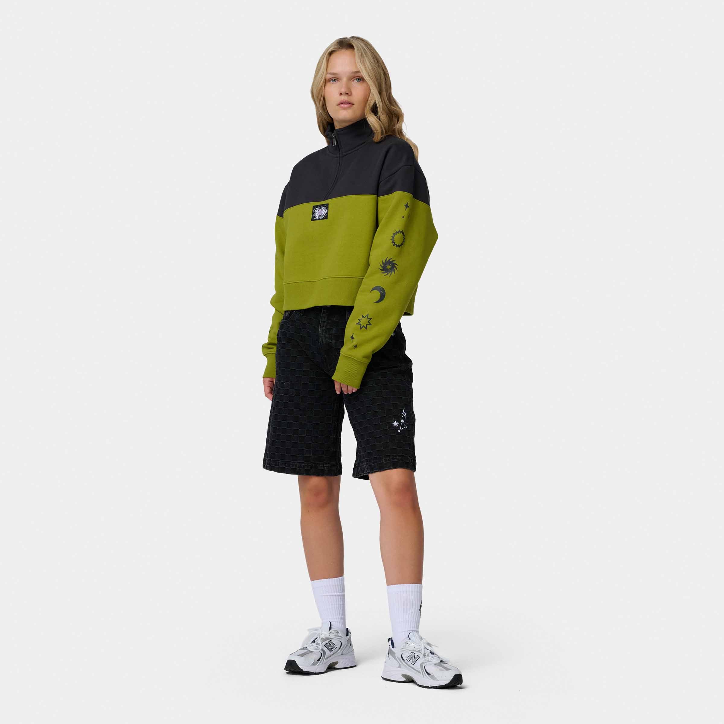 santa-cruz-skateboards-split-sun-felpa-quarter-zip-donna-boxy-cropped image 6