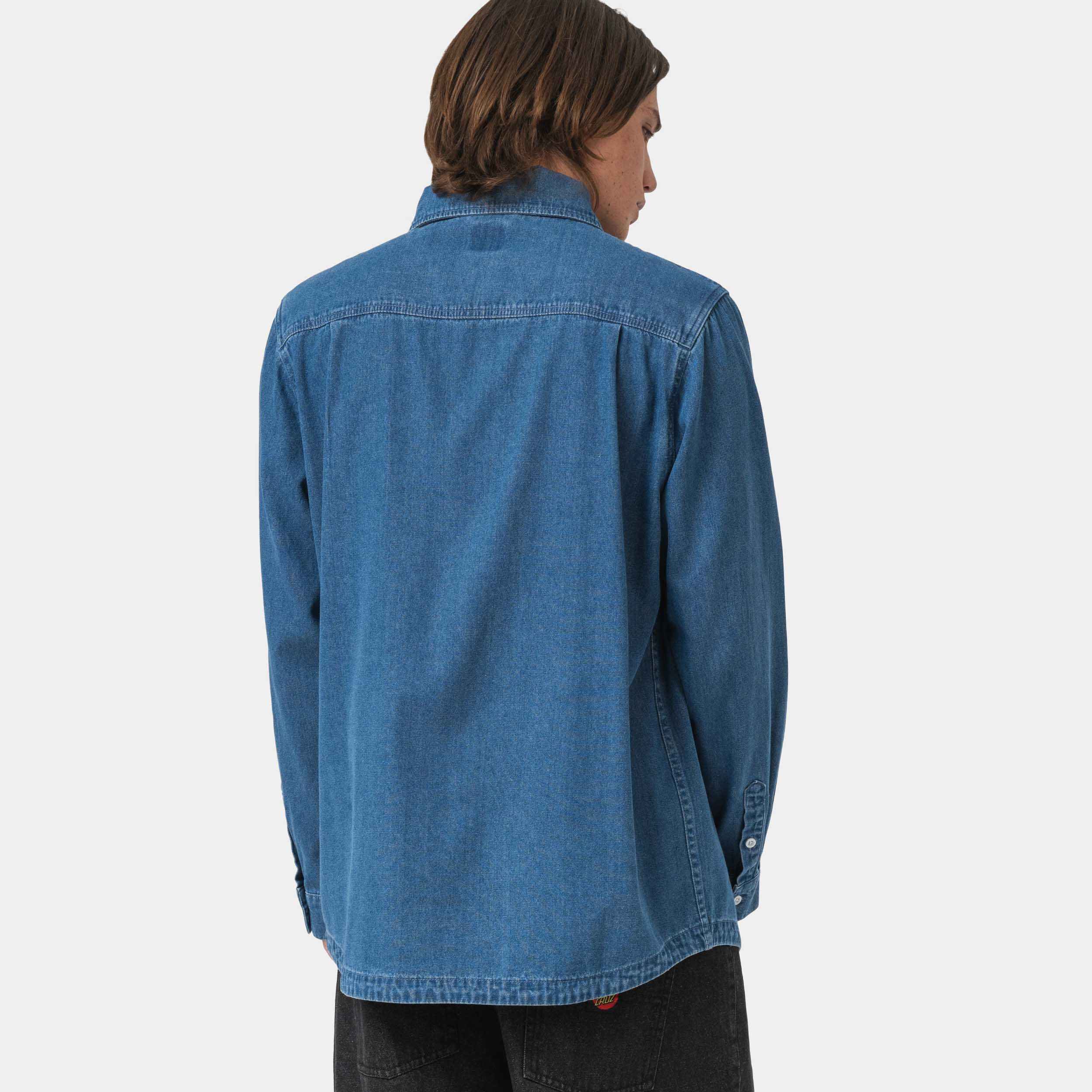 santa-cruz-skateboards-global-oval-dot-camicia-denim-uomo-manica-lunga image 4