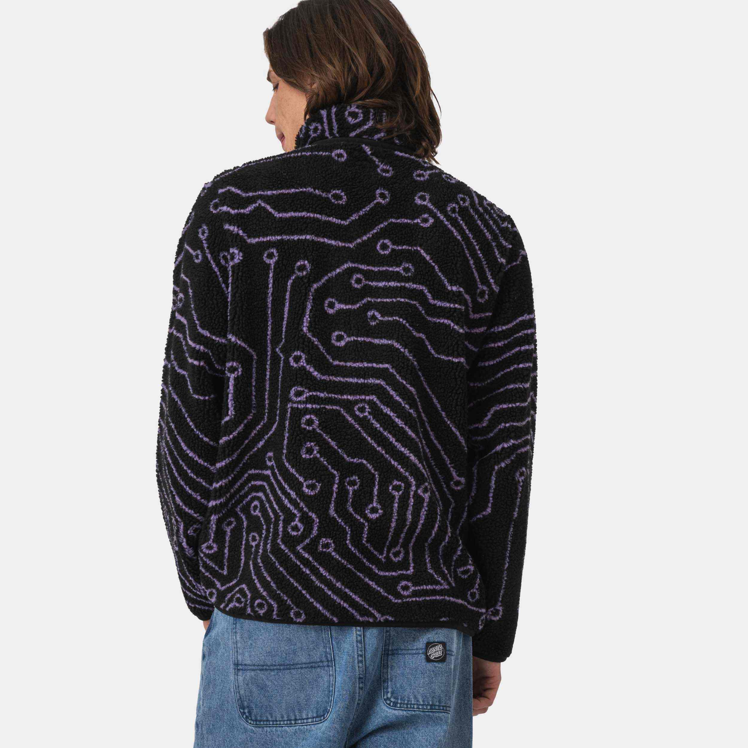 santa-cruz-skateboards-freestyle-jacket-dark-moss-sherpa-con-zip image 4