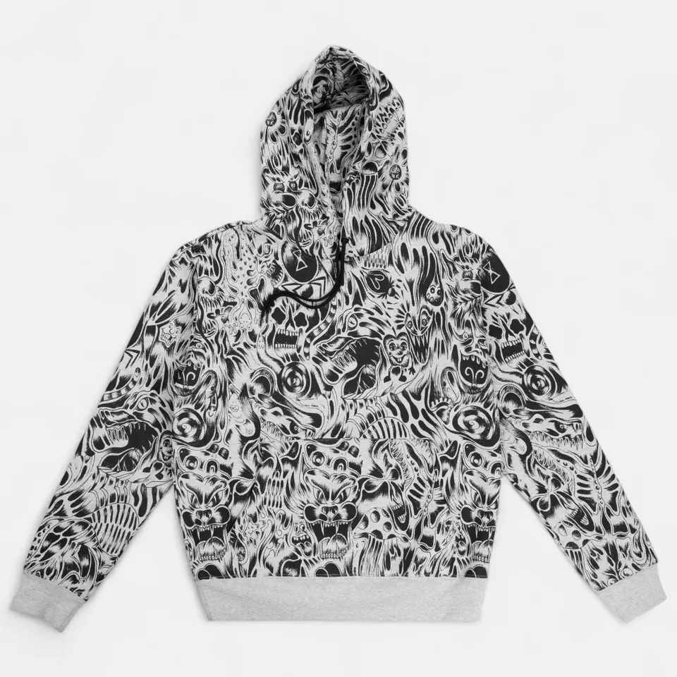 baker-skateboards-nightmare-hoodie-heather-grey-felpa-con-cappuccio image 1