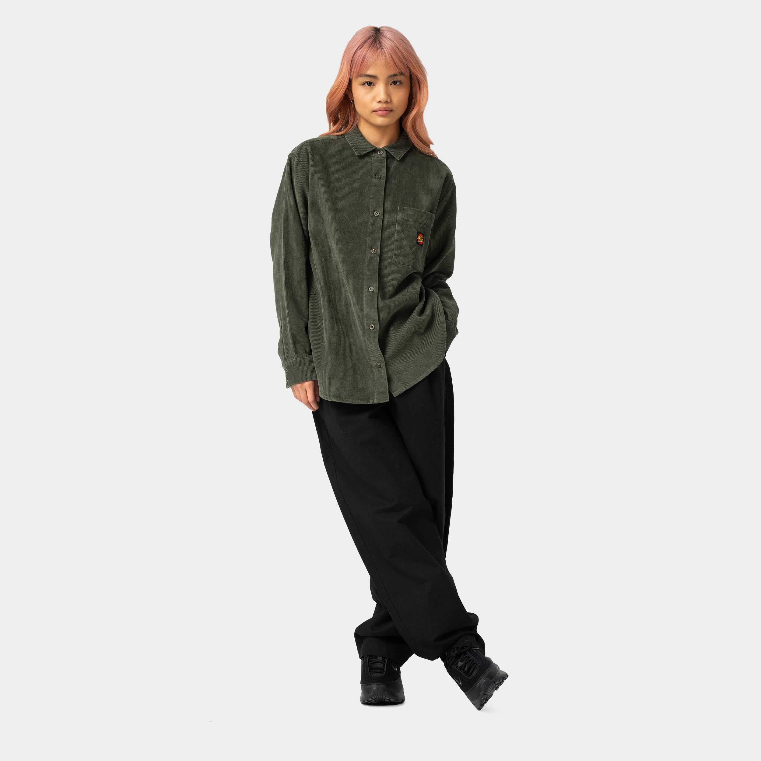 santa-cruz-skateboards-classic-label-camicia-manica-lunga-donna-corduroy image 5