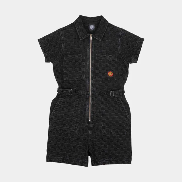 santa-cruz-skateboards-line-up-utility-playsuit-tuta-corta-in-denim-con-zip image 1