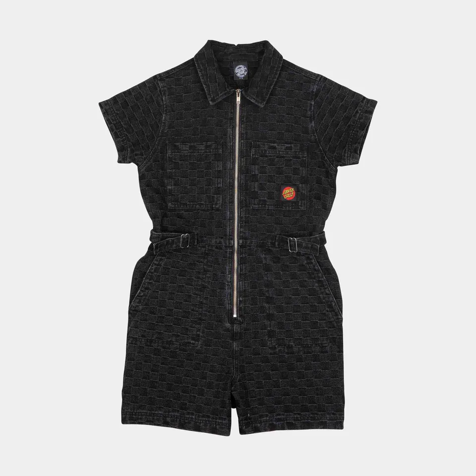 santa-cruz-skateboards-line-up-utility-playsuit-tuta-corta-in-denim-con-zip image 1