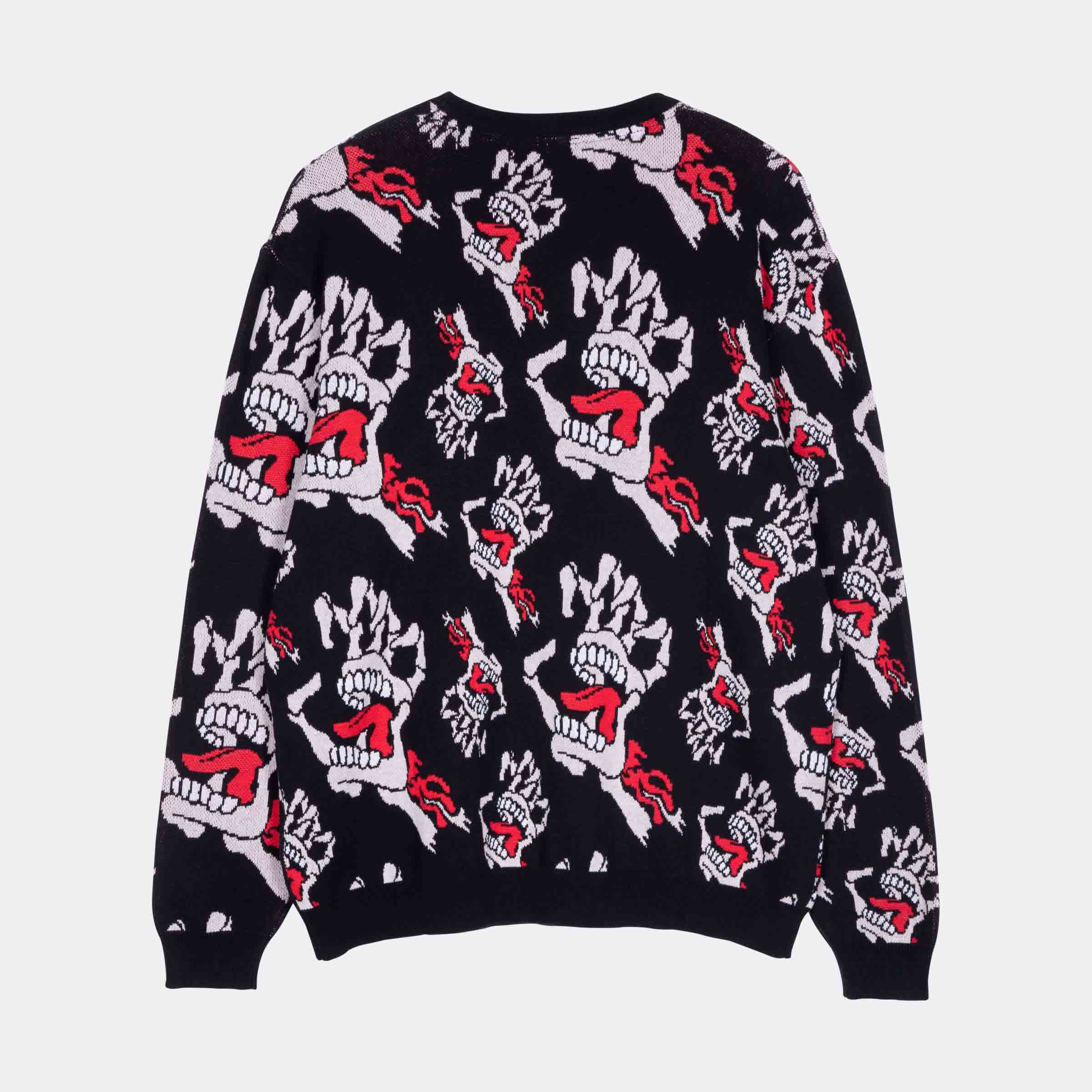 santa-cruz-skateboards-bone-hands-all-over-knit-crew-maglia-girocollo-uomo image 2