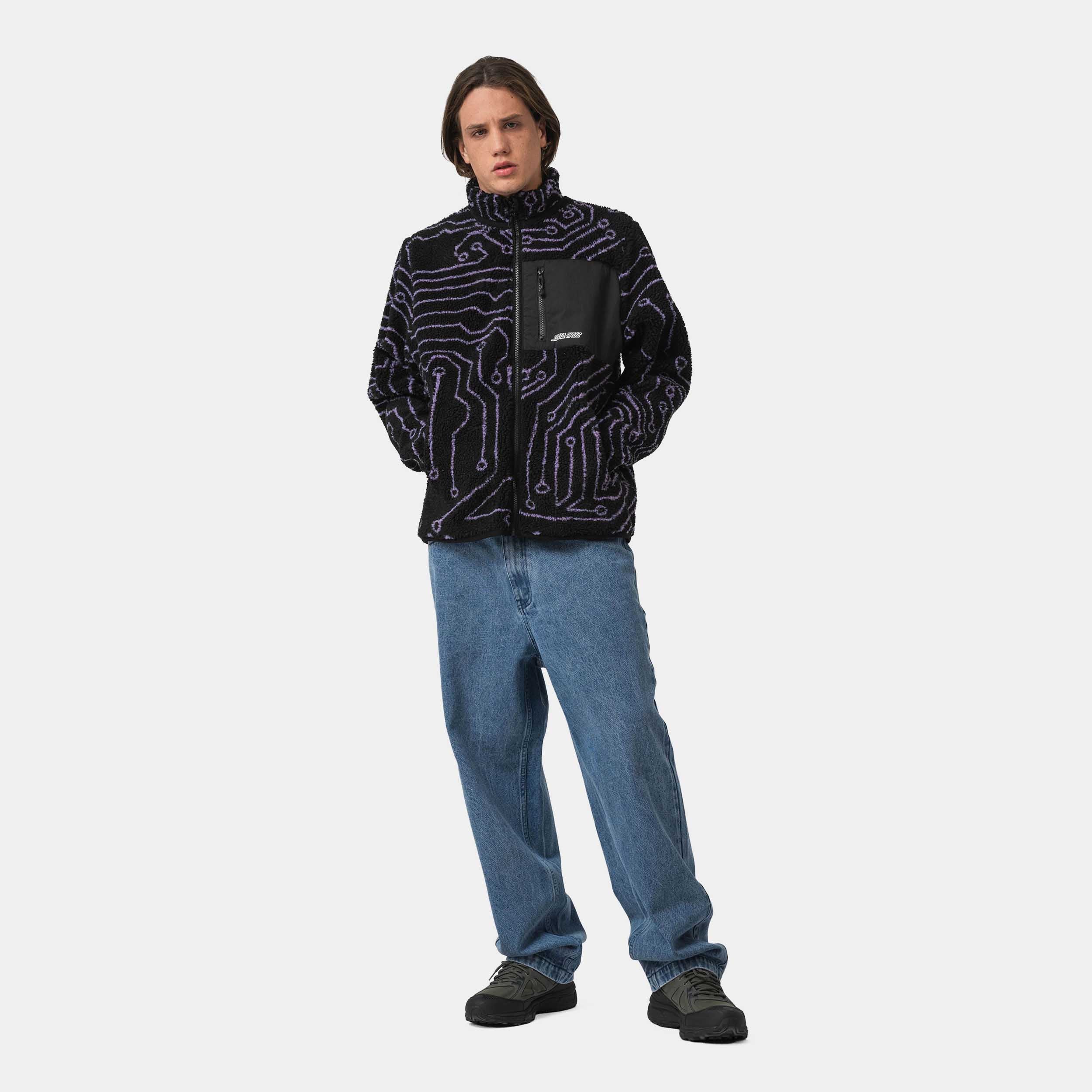 santa-cruz-skateboards-freestyle-jacket-dark-moss-sherpa-con-zip image 5