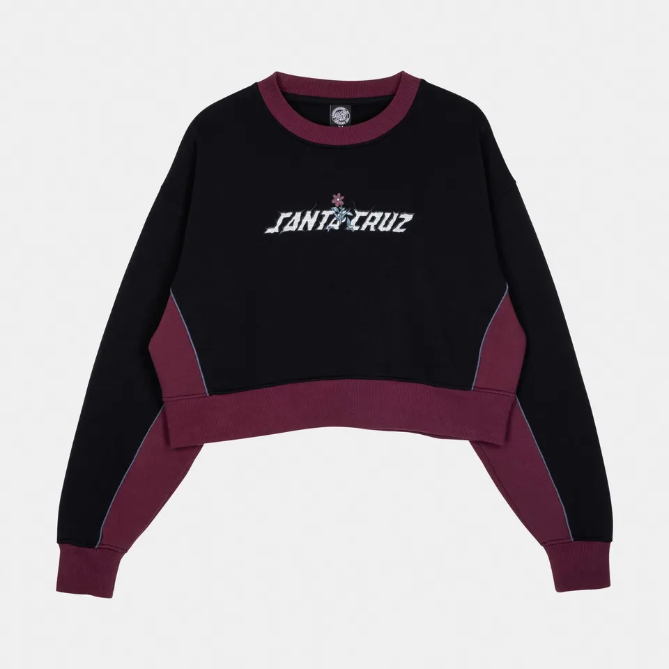 santa-cruz-skateboards-flourish-strip-crew-felpa-girocollo-donna-cropped-oversiz image 1