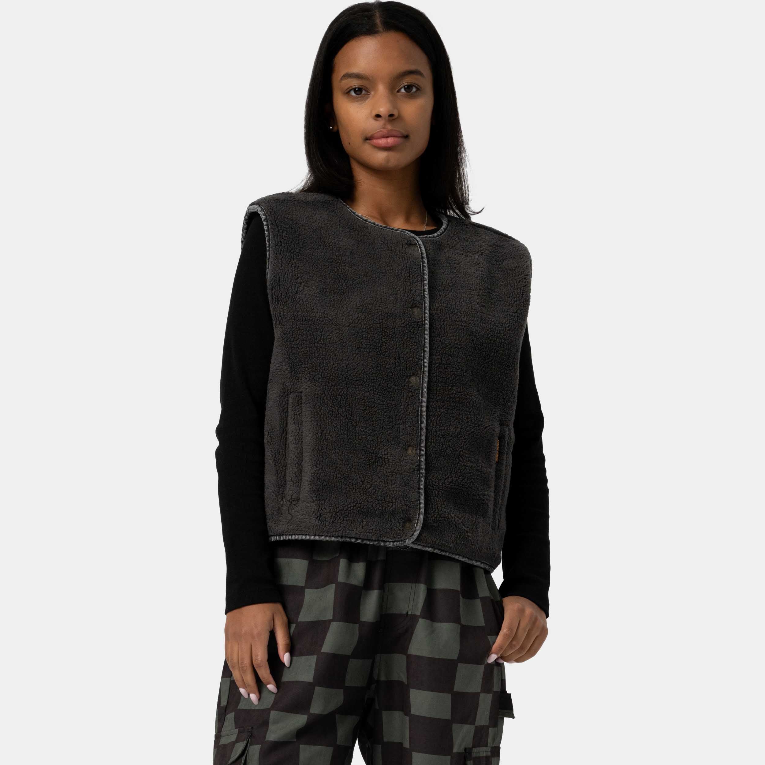santa-cruz-skateboards-workers-gilet-reversibile-donna-denim-sherpa image 8