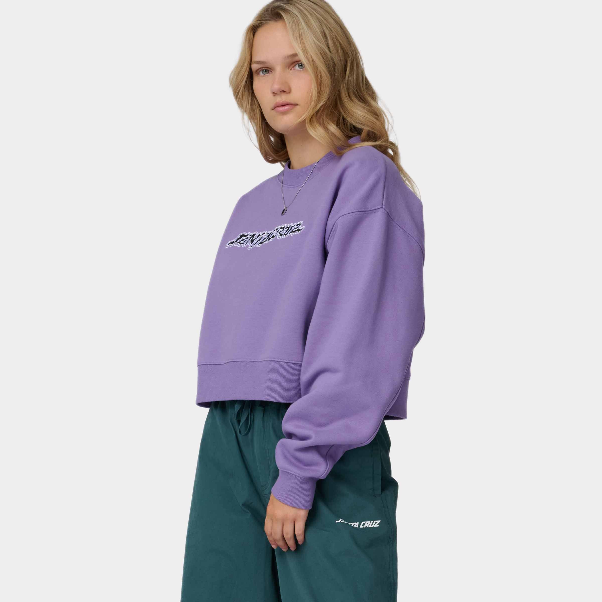 santa-cruz-skateboards-kelp-strip-crew-felpa-girocollo-donna-boxy-cropped image 4