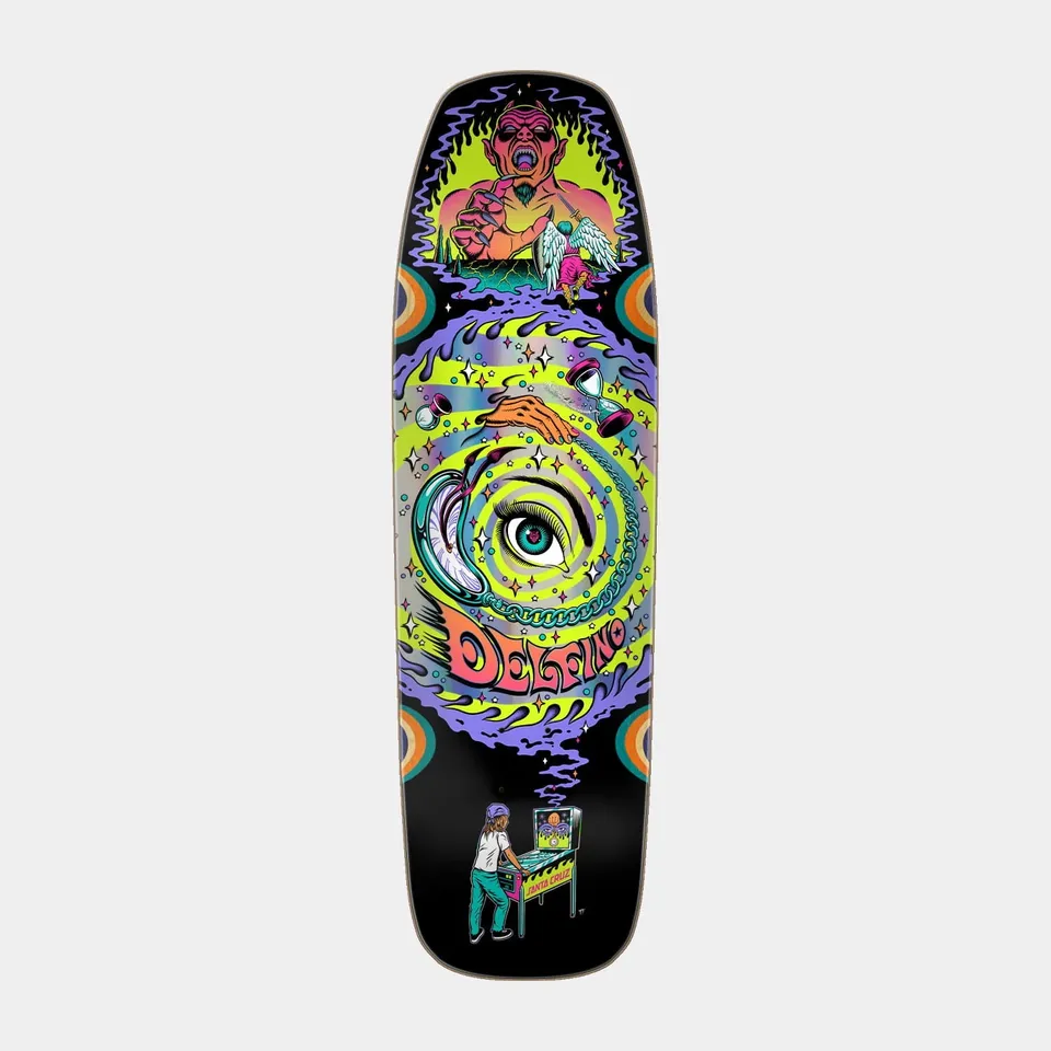 santa-cruz-skateboards-delfino-pinball-vision-pro-deck-9-14-x-31-50 image 1