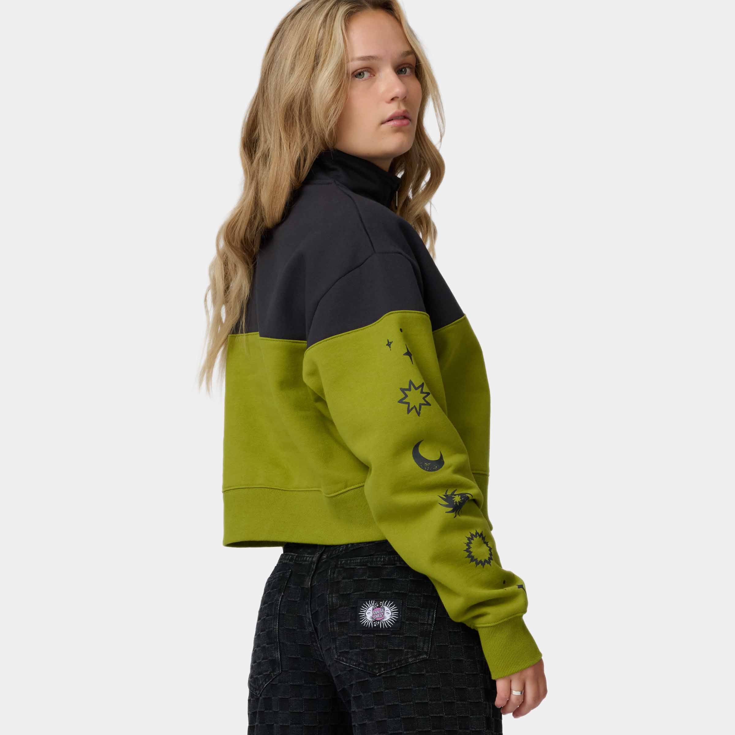 santa-cruz-skateboards-split-sun-felpa-quarter-zip-donna-boxy-cropped image 5