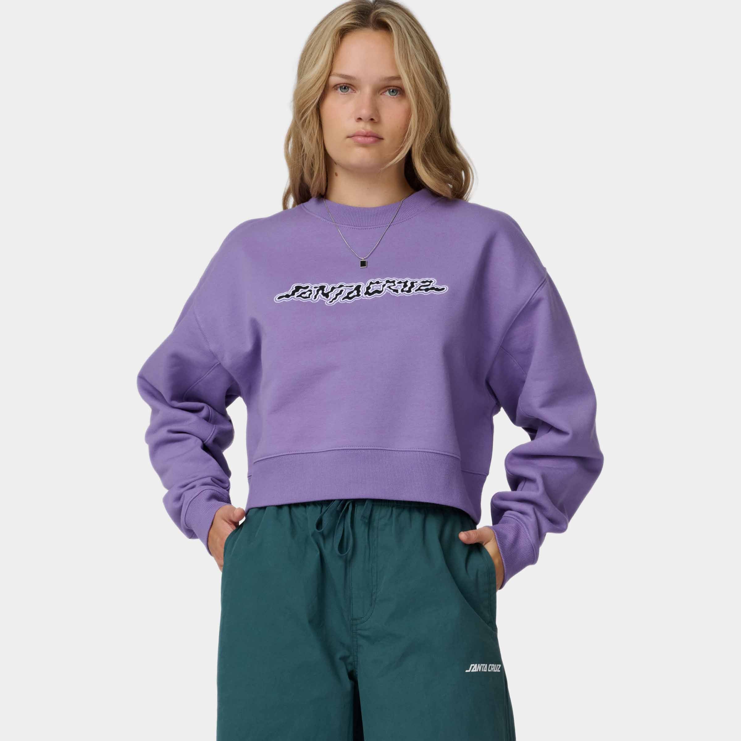 santa-cruz-skateboards-kelp-strip-crew-felpa-girocollo-donna-boxy-cropped image 2