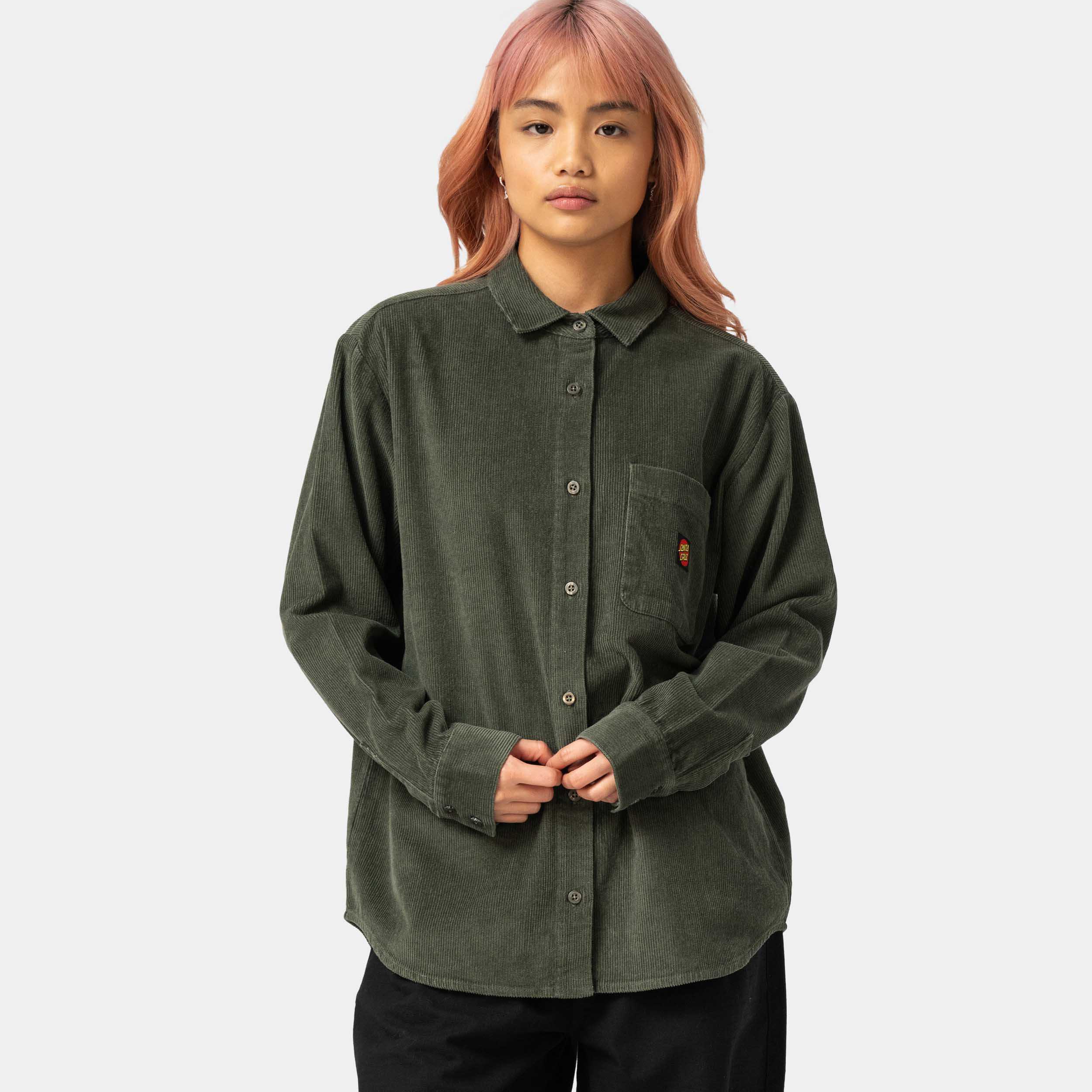 santa-cruz-skateboards-classic-label-camicia-manica-lunga-donna-corduroy image 3