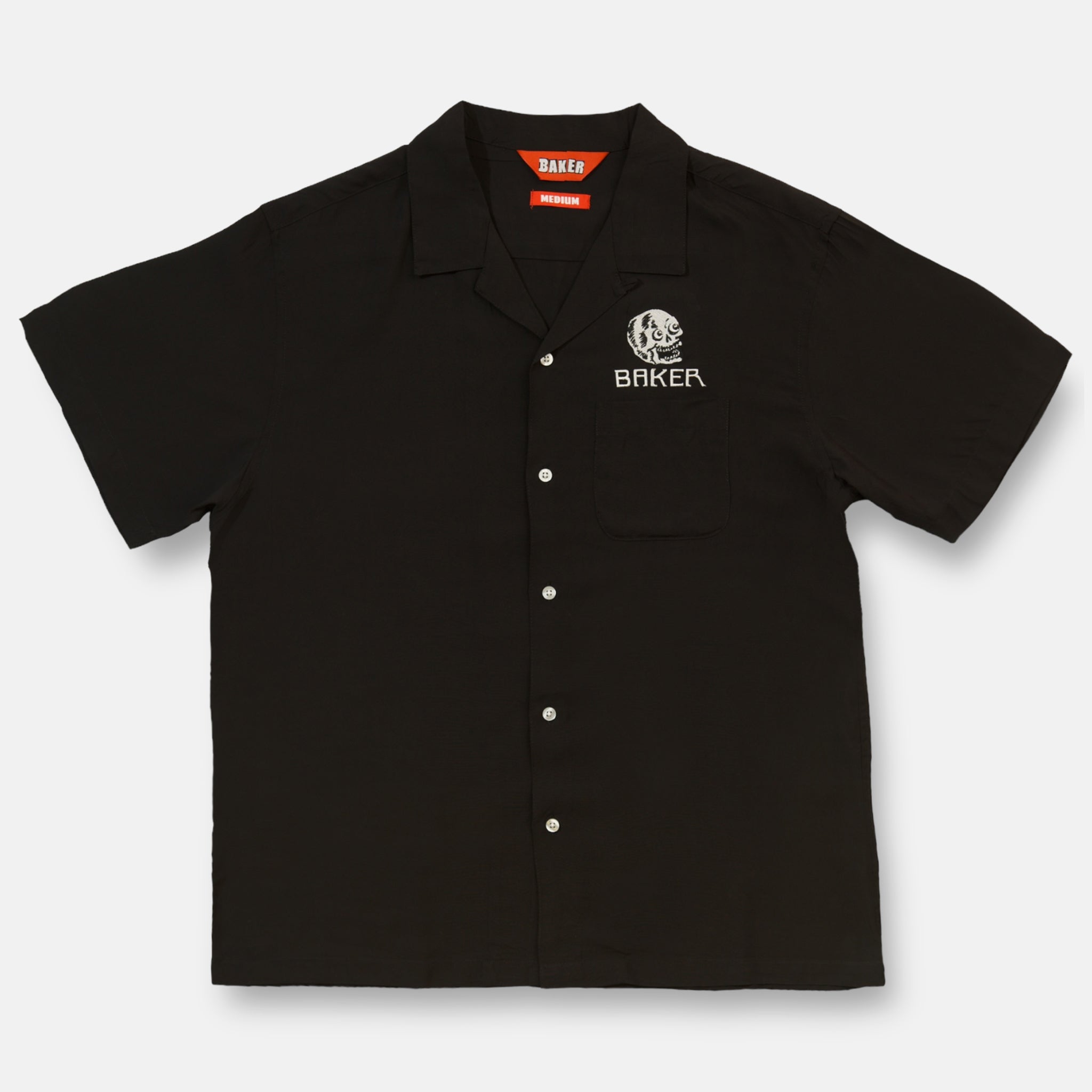 baker-skateboards-skull-button-up-black-camicia-nera-teschio image 1
