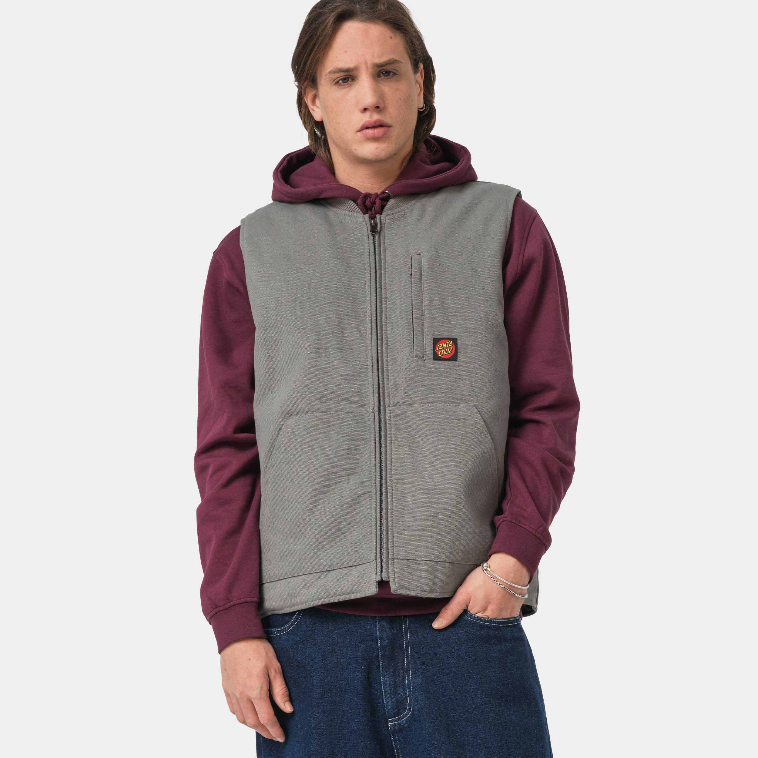 santa-cruz-skateboards-classic-label-gilet-uomo-in-canvas image 3