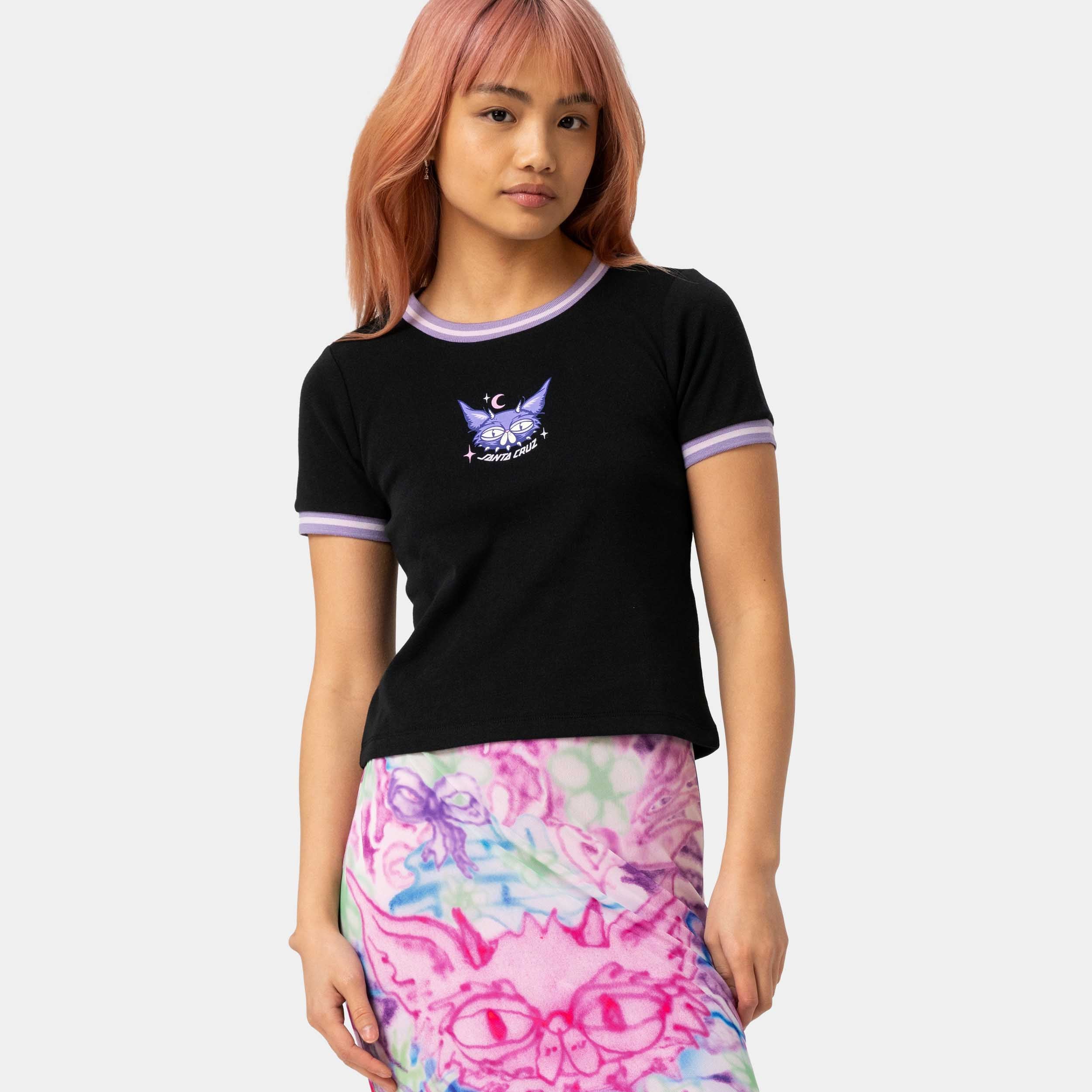 santa-cruz-skateboards-night-critter-mini-t-shirt-donna-fit-anni-90 image 2