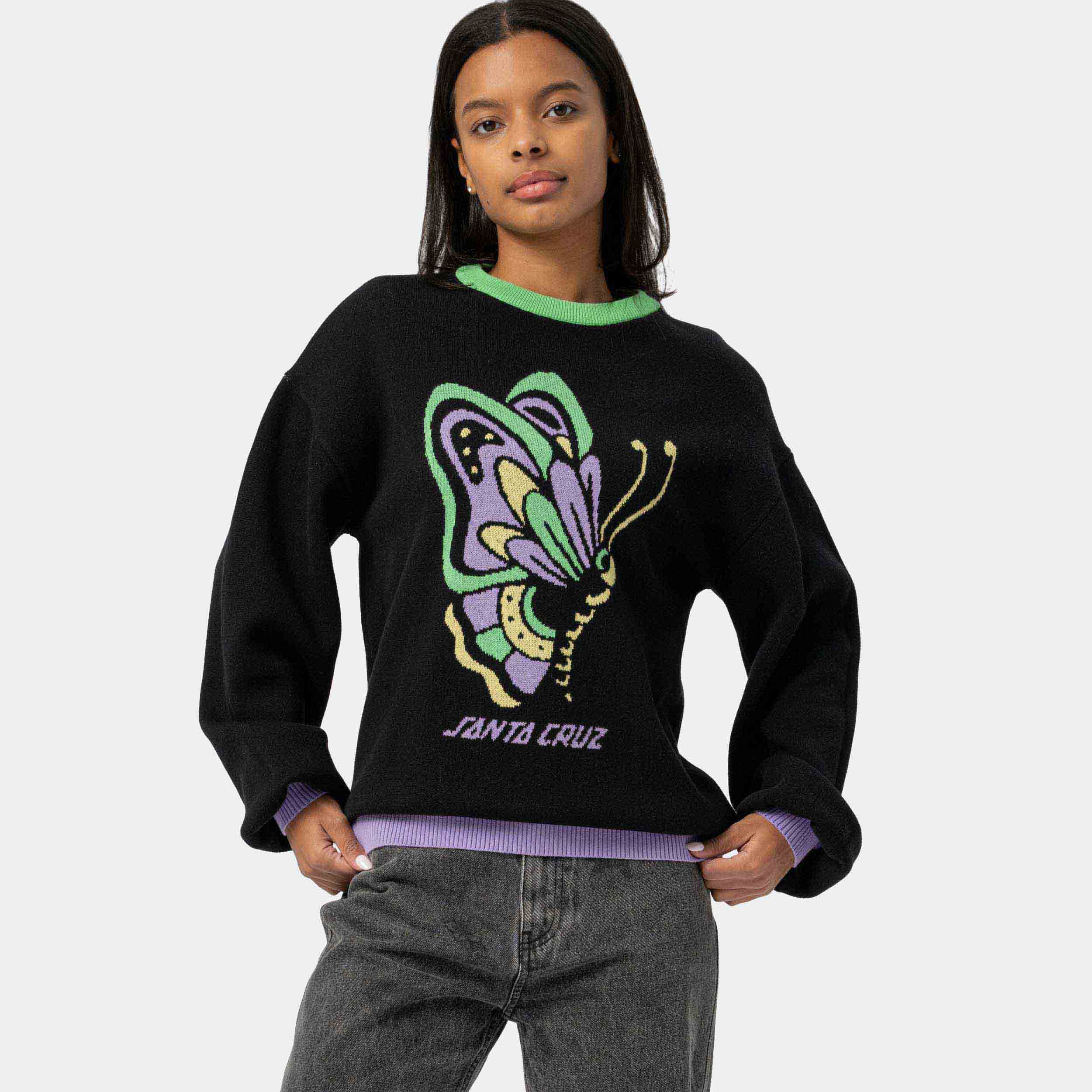 santa-cruz-skateboards-field-butterfly-knit-crew-maglia-donna image 5