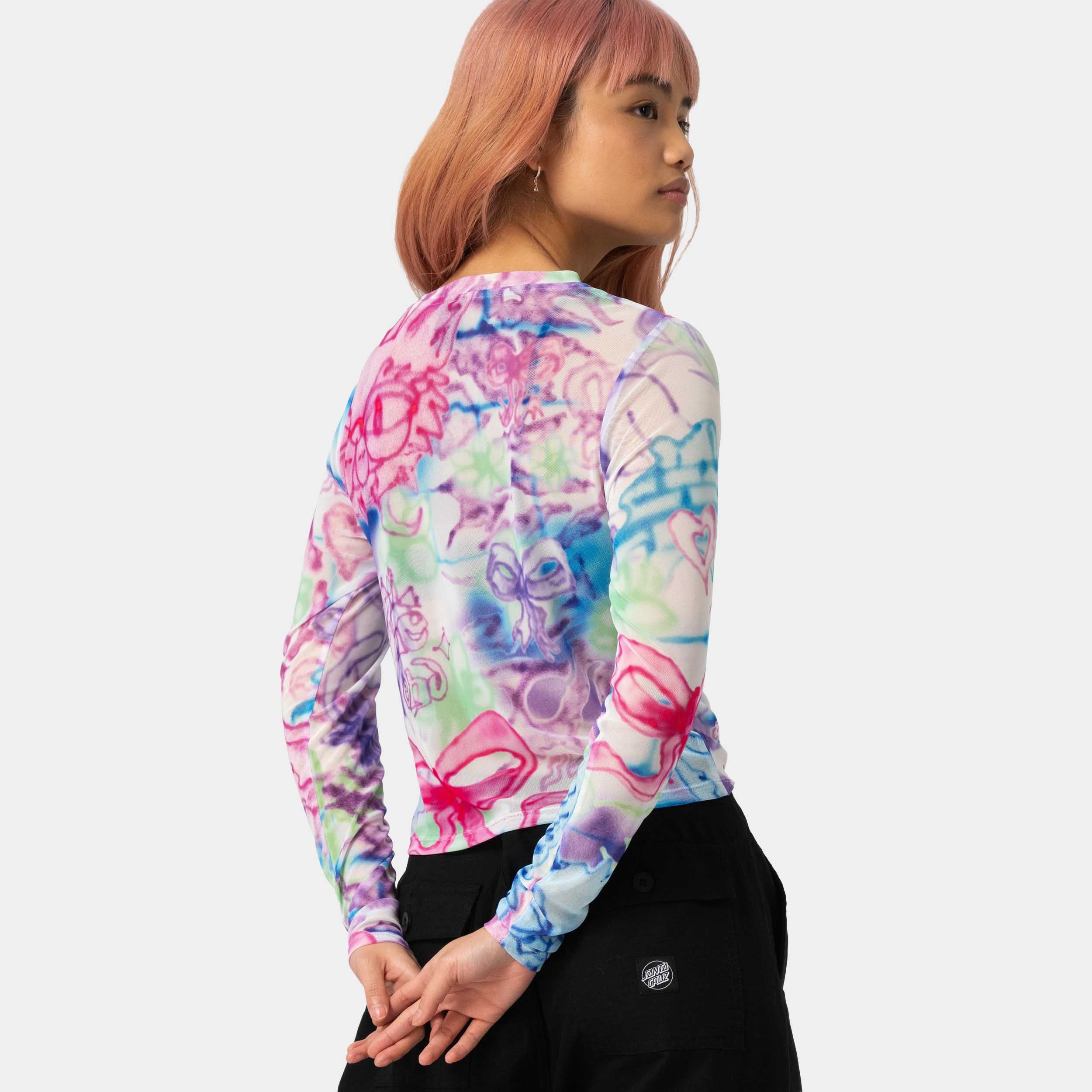 santa-cruz-skateboards-strip-digi-mesh-top-a-maniche-lunghe-donna image 4