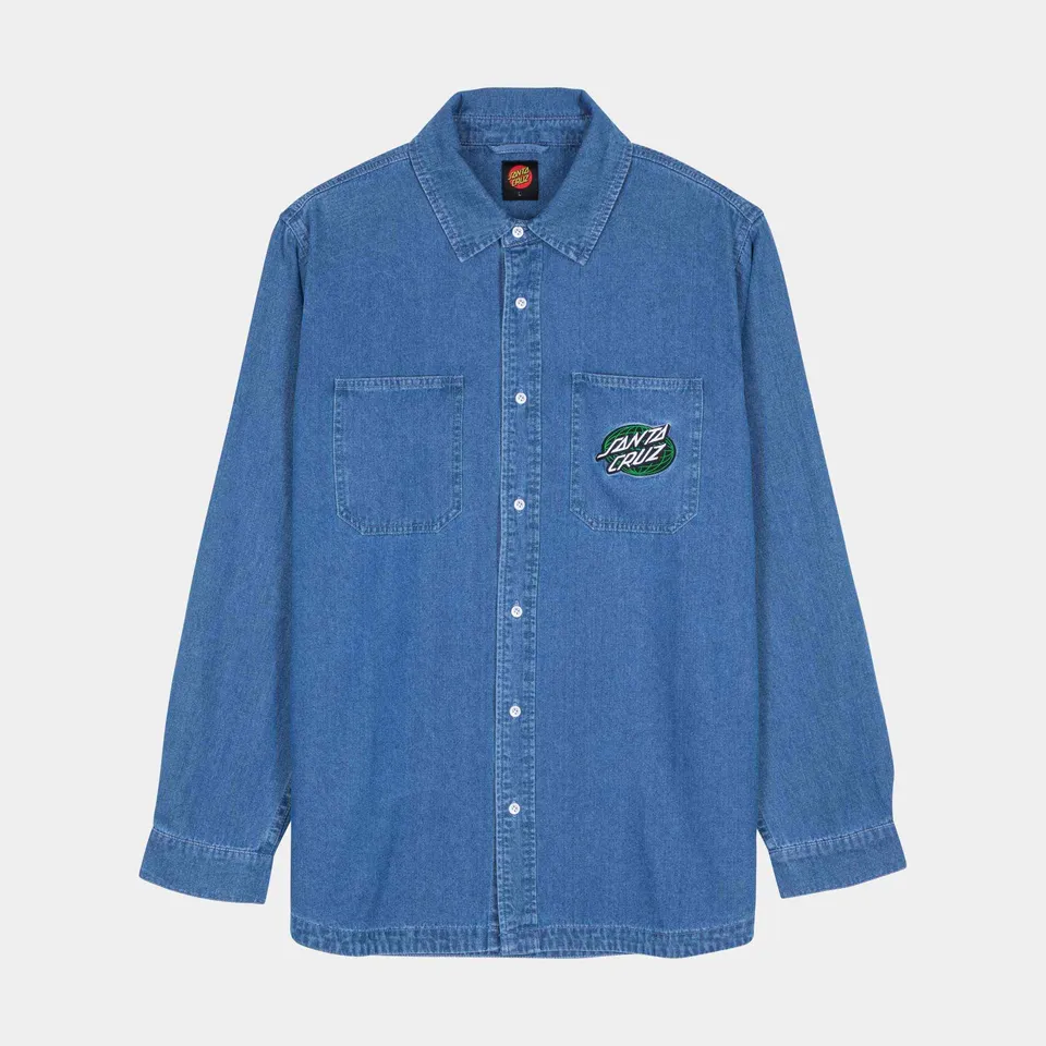 santa-cruz-skateboards-global-oval-dot-camicia-denim-uomo-manica-lunga image 1
