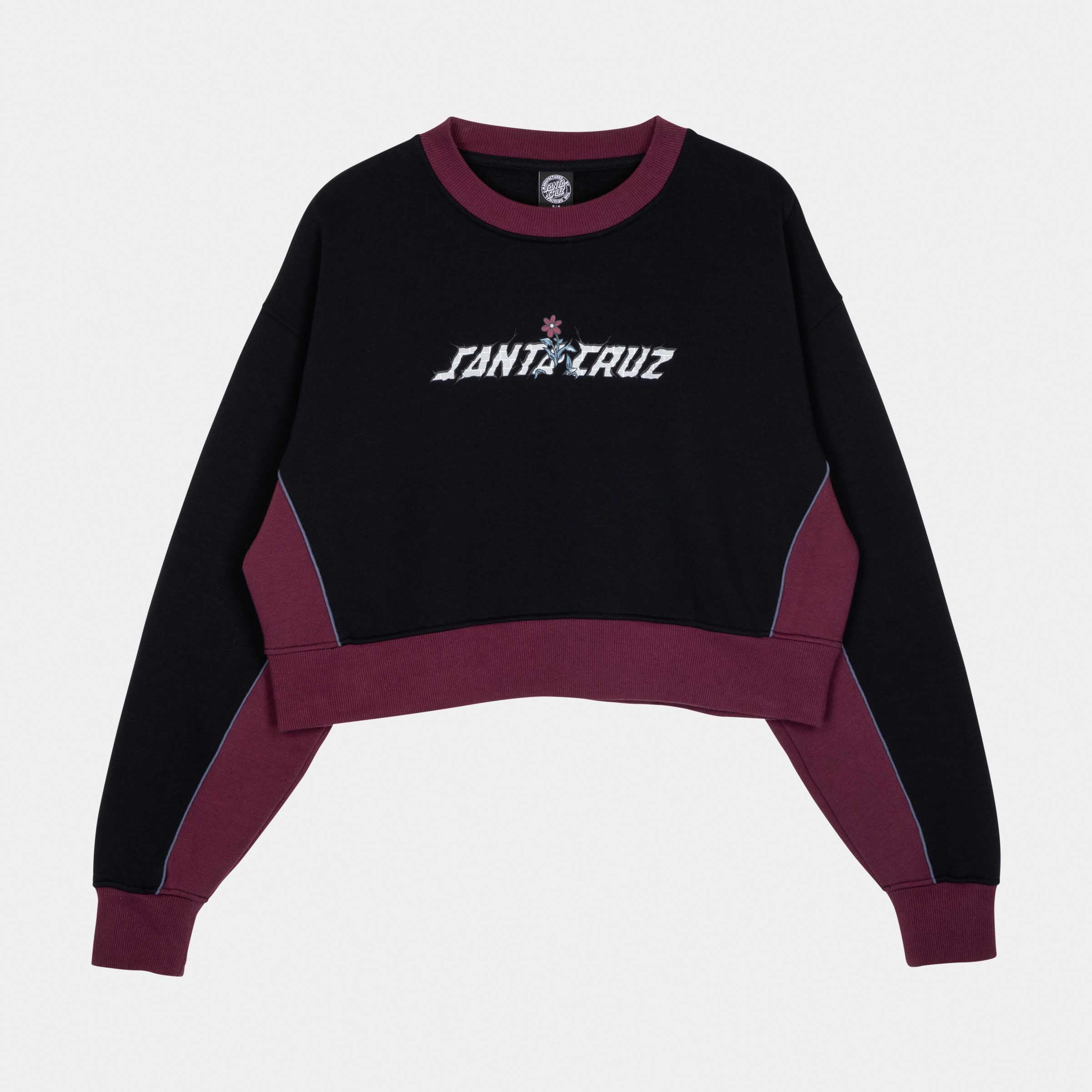 santa-cruz-skateboards-flourish-strip-crew-felpa-girocollo-donna-cropped-oversiz image 1
