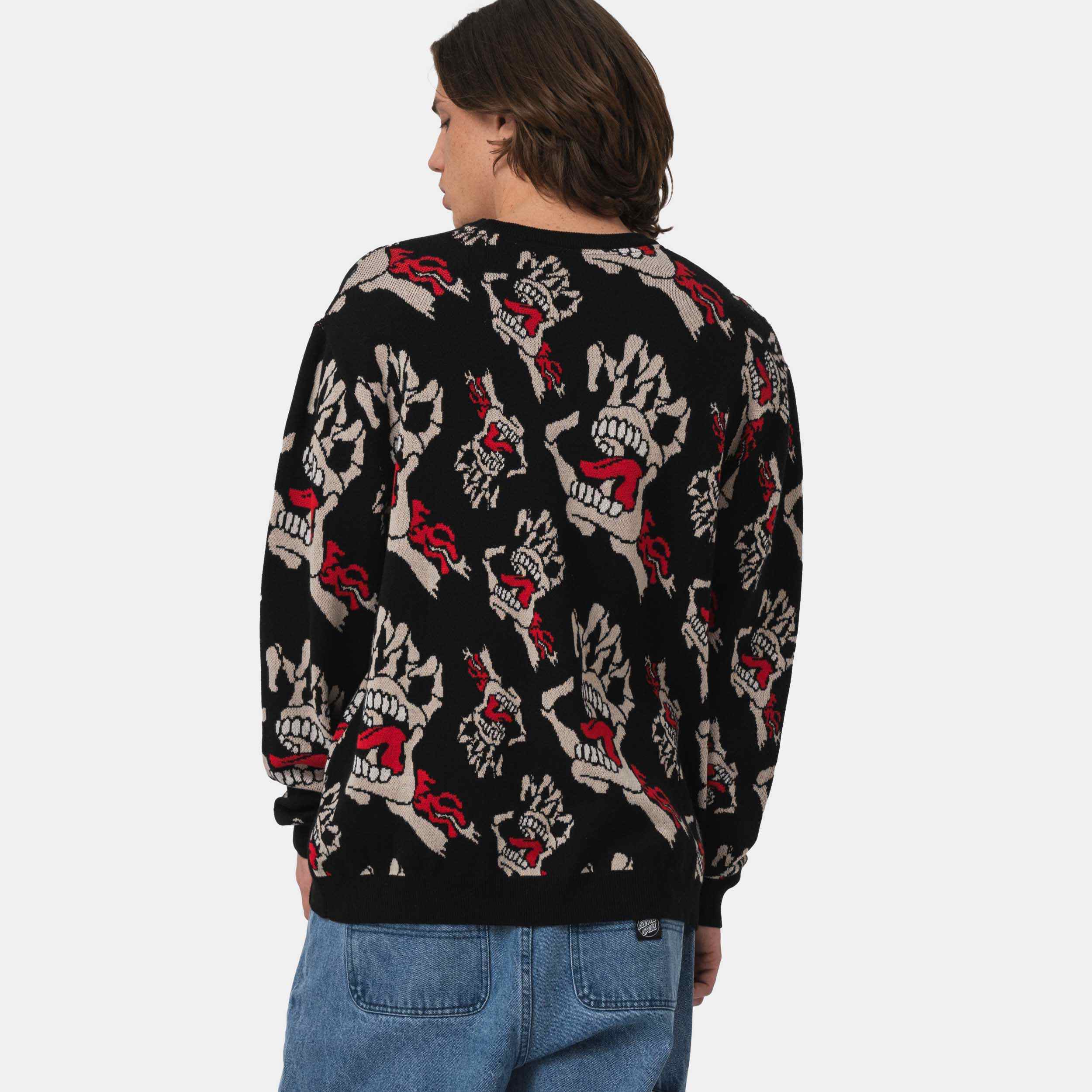 santa-cruz-skateboards-bone-hands-all-over-knit-crew-maglia-girocollo-uomo image 4