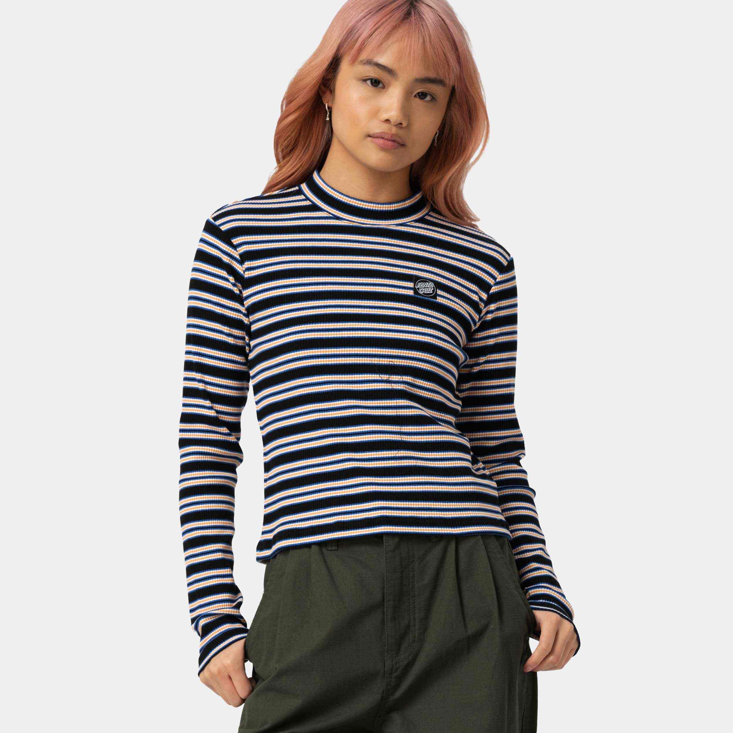 santa-cruz-skateboards-opus-dot-top-manica-lunga-mock-neck-donna image 3