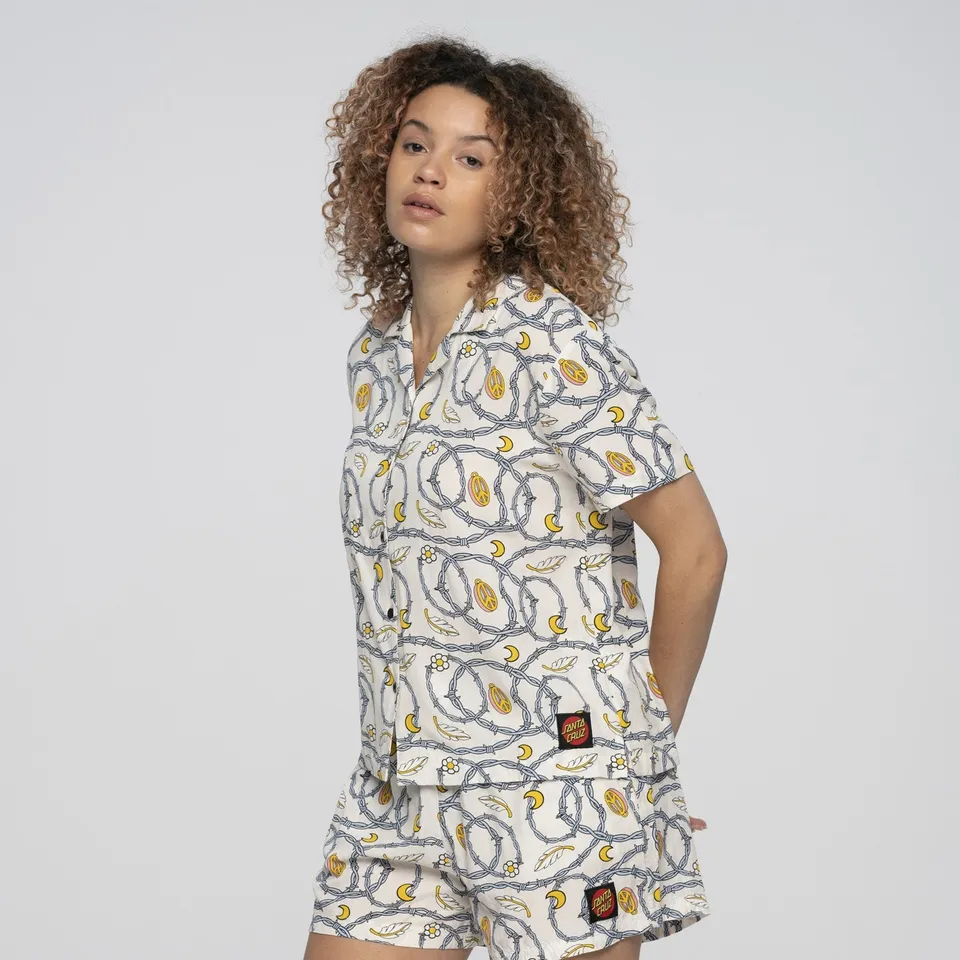 santa-cruz-skateboards-barbed-repeat-camicia-manica-corta-donna-regular-fit image 1