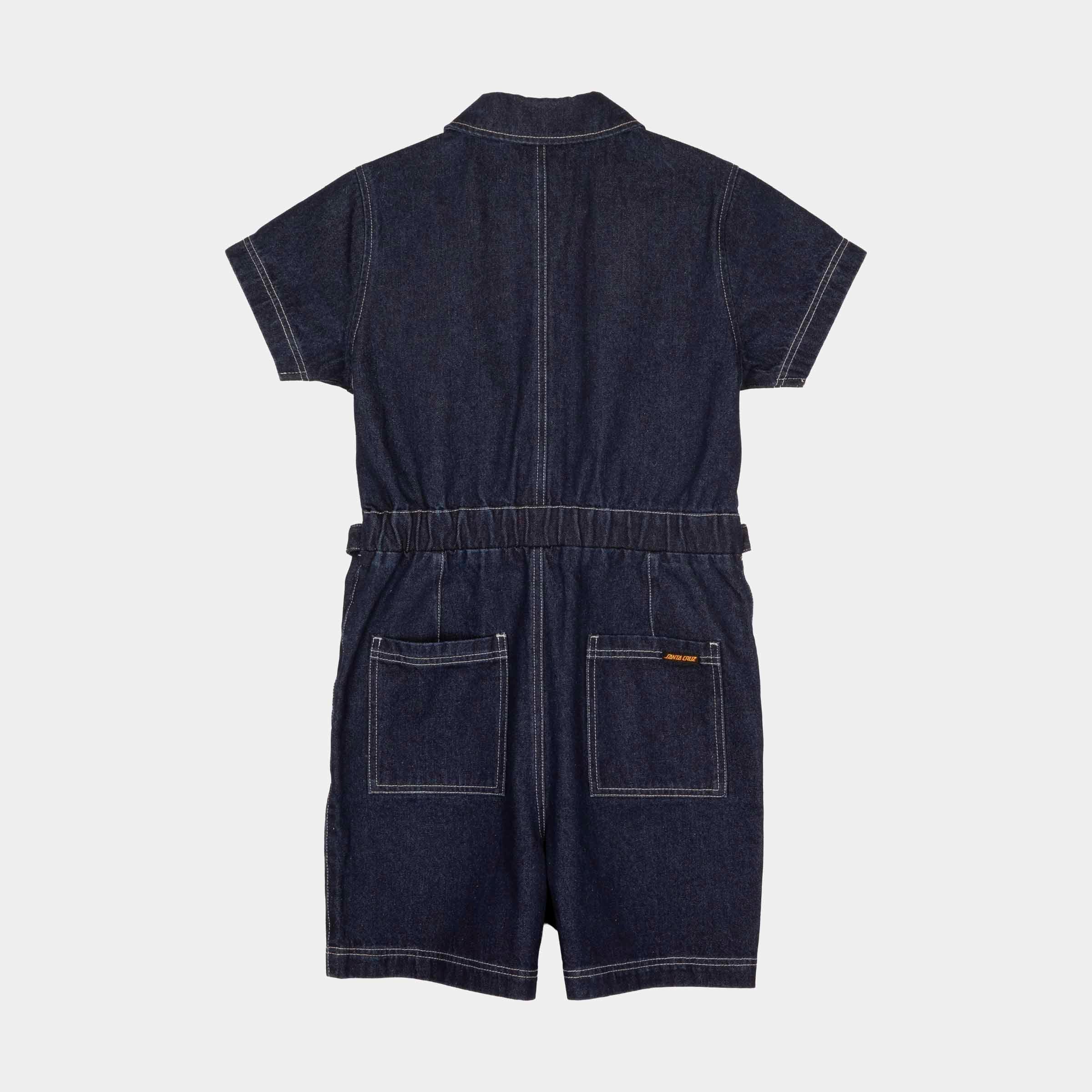 santa-cruz-skateboards-line-up-utility-tuta-donna-corta-denim-zip image 2