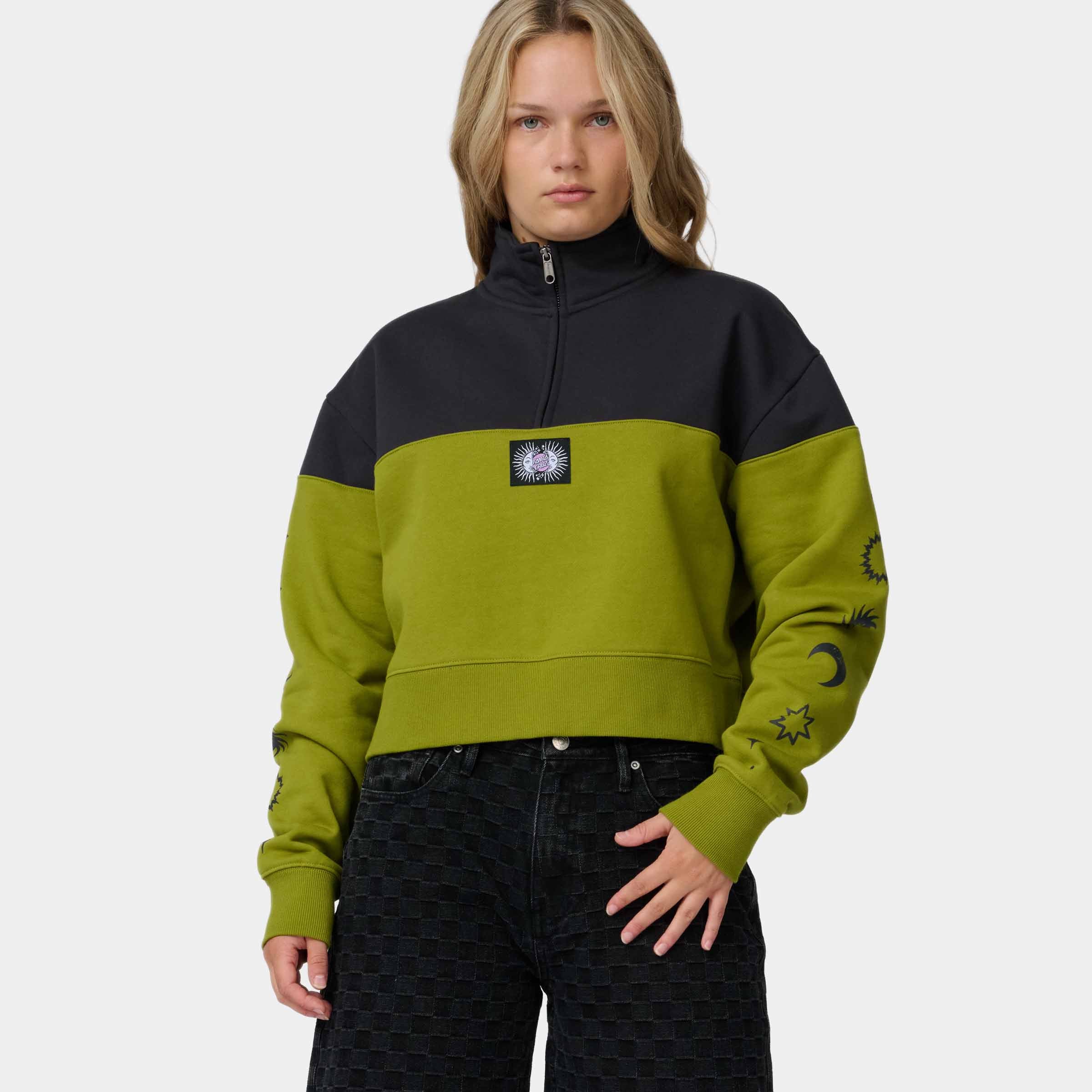 santa-cruz-skateboards-split-sun-felpa-quarter-zip-donna-boxy-cropped image 3
