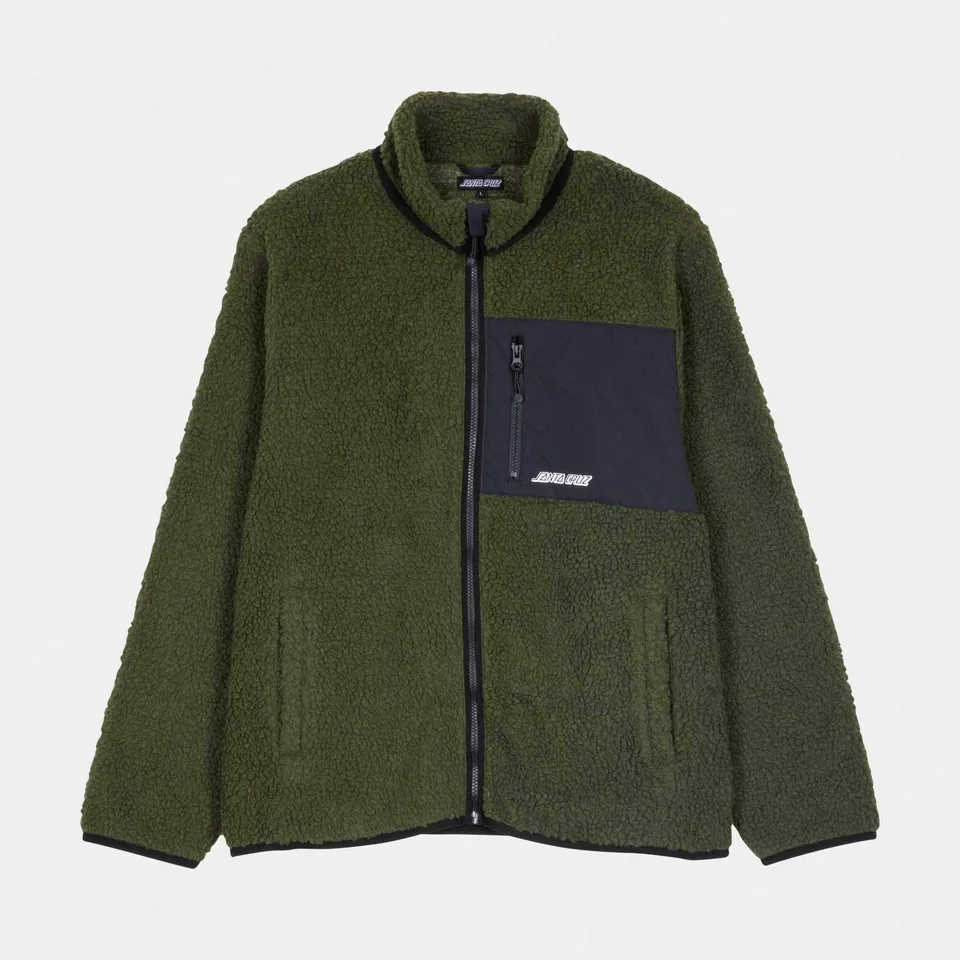 santa-cruz-skateboards-freestyle-jacket-giacca-sherpa-con-zip image 1
