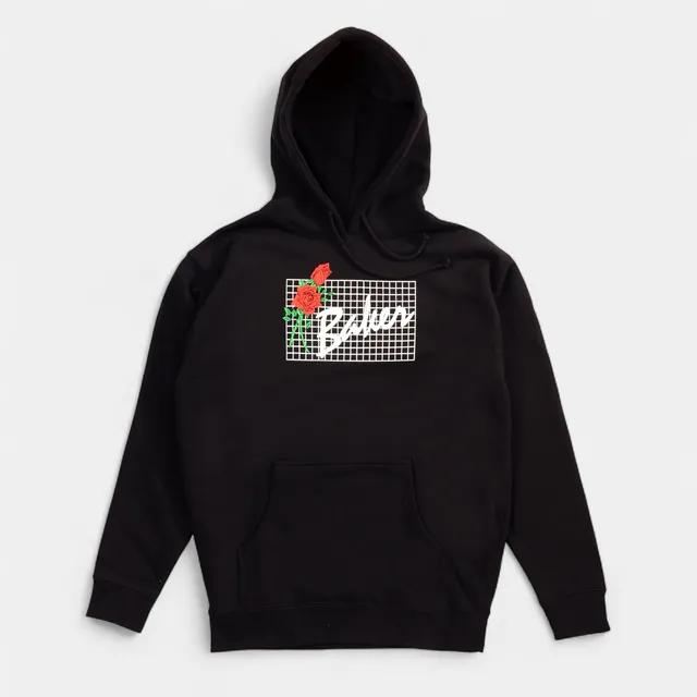 baker-skateboards-roses-hoodie-black-felpa-con-cappuccio-nera image 1