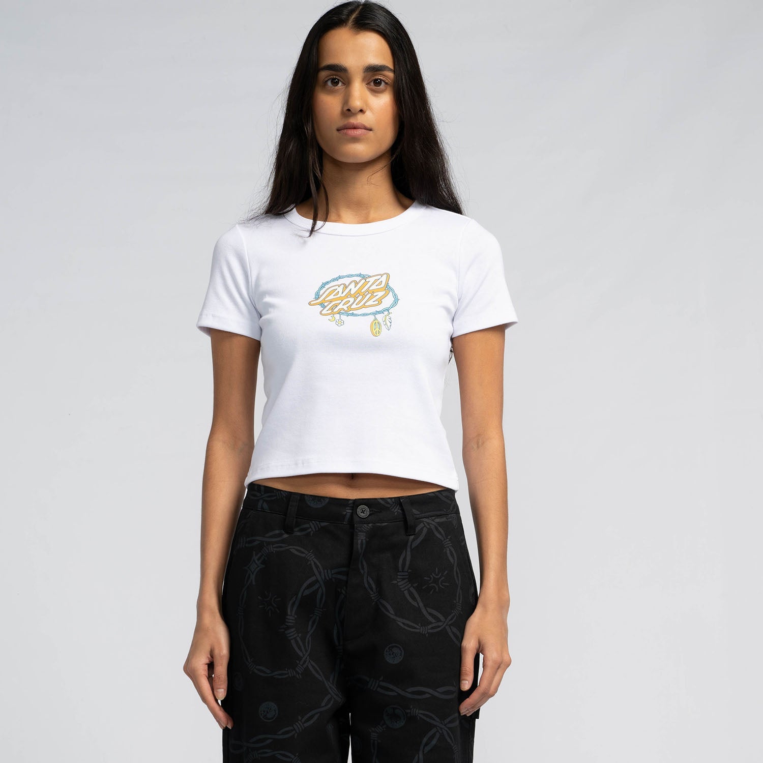 santa-cruz-skateboards-barbed-oval-dot-front-t-shirt-donna-cropped image 2