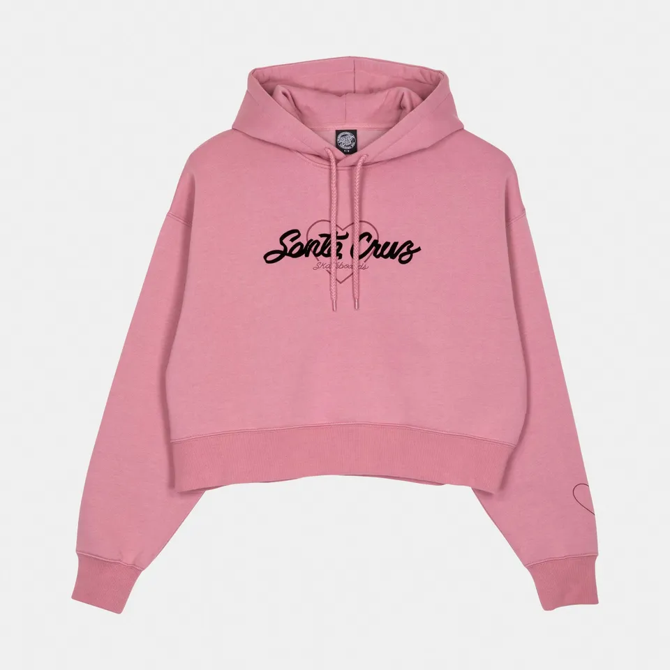 santa-cruz-skateboards-love-script-felpa-con-cappuccio-donna-fit-cropped-boxy image 1