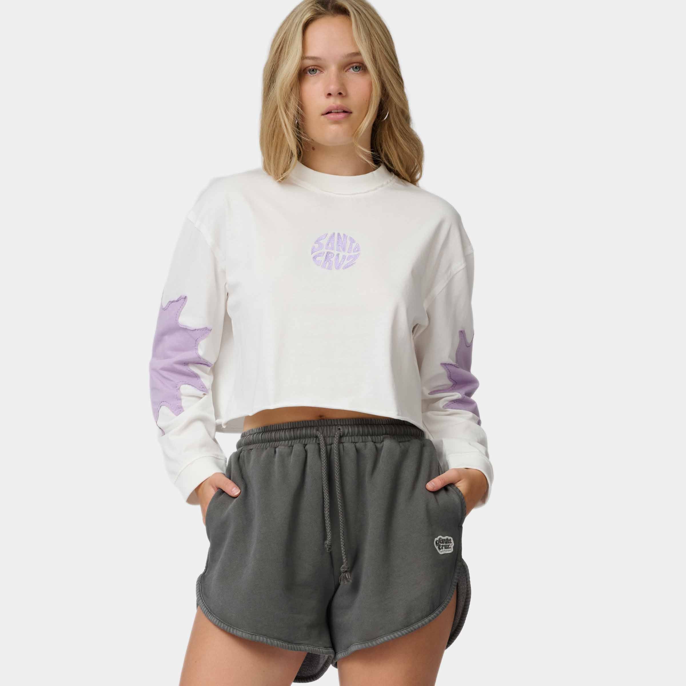 santa-cruz-skateboards-sun-daze-patch-top-donna-manica-lunga-boxy-cropped image 3