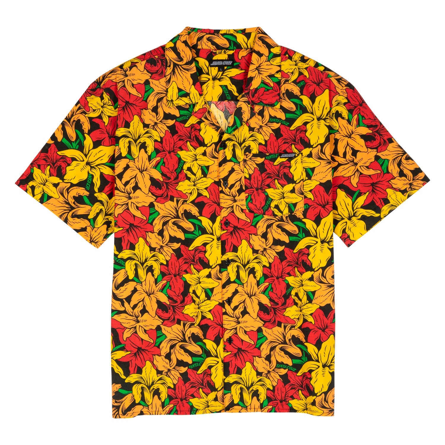 santa-cruz-skateboards-wooten-flowers-camicia-manica-corta-boxy-fit image 1