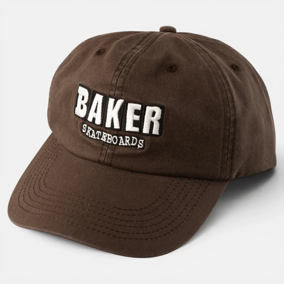 baker-skateboards-classic-logo-brown-dad-cap-cappello-6-pannelli image 1