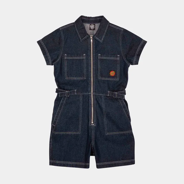 santa-cruz-skateboards-line-up-utility-tuta-donna-corta-denim-zip image 1