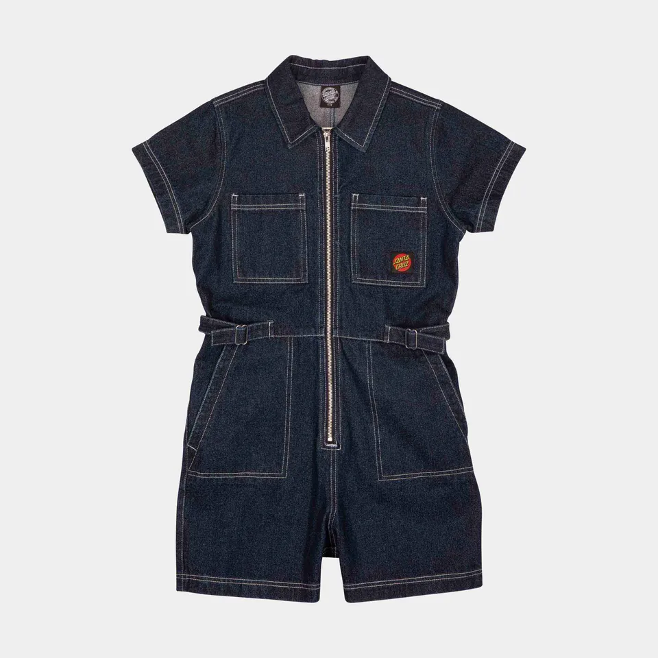 santa-cruz-skateboards-line-up-utility-tuta-donna-corta-denim-zip image 1