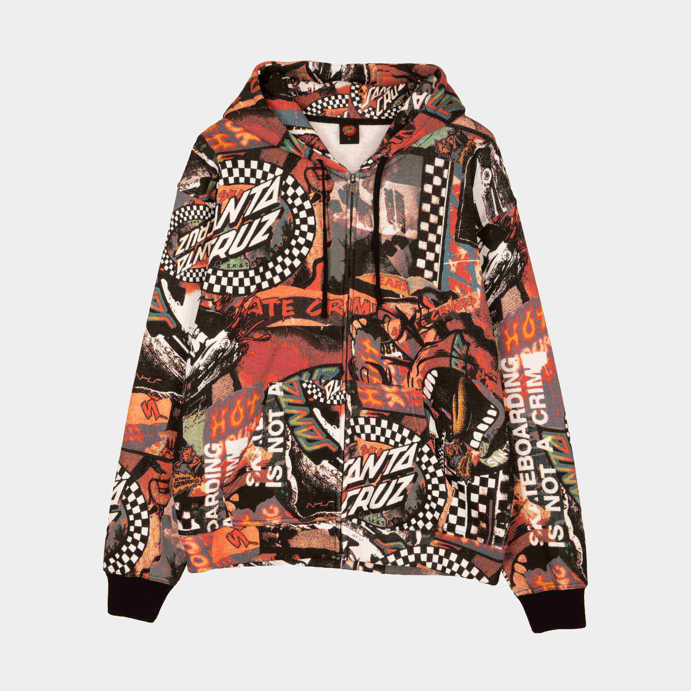 santa-cruz-skateboards-collage-zip-hoodie-full-zip-loose-fit-all-over image 2