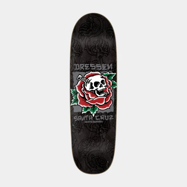 santa-cruz-skateboards-dressen-skull-rose-pro-deck-9-25in-x-31-95in-shaped image 1