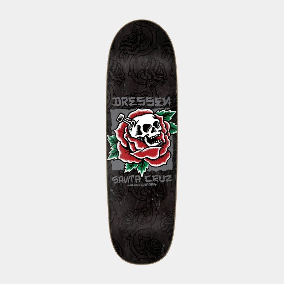 santa-cruz-skateboards-dressen-skull-rose-pro-deck-9-25in-x-31-95in-shaped image 1